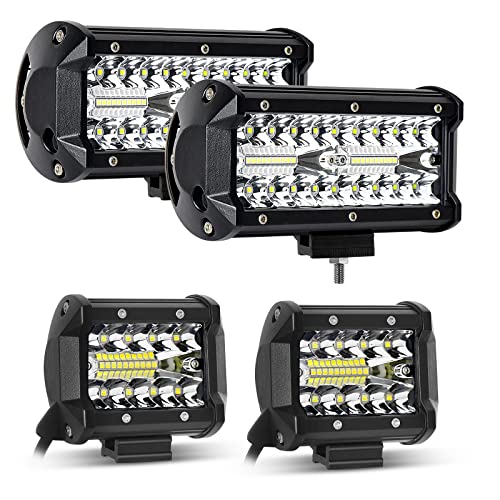 7 Inch 240W And 4 Inch 120W Led Light Bar,Spot Beam Offroad Fog Lights, Led Driving Work Lamp,Jep Suv Atv Utv 12V 24V Car Daytime Running Driving Lights 6500K White (2Pcs 7Inch+2Pcs 4Inch) #TOP8