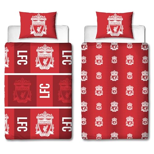 Liverpool FC Official Single Duvet Cover Set Crunch Design | Red Reversible 2 Sided Football Bedding Cover | Official Merchandise Including Matching Pillow Case | Polycotton