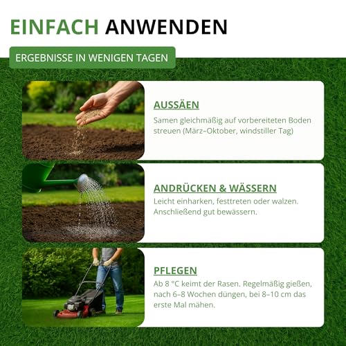 Foto von Spiel- und Sportrasen 45 g Samen - Sportrasensamen - Spielrasensamen - Rasensamen - Nachsäpackung Saatgut für Rasen