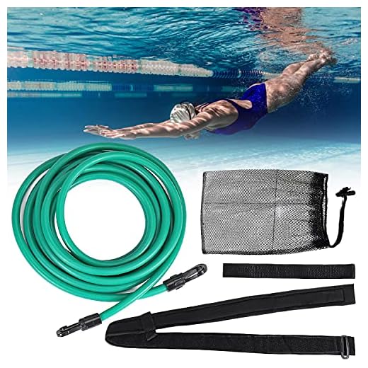 FOOING Swim Training Belts, Swim Training Leash,Swim Tether Stationary Swimming, Swim Harness Static Swimming Belt, Swim Bungee Cords Resistance Bands (6mm10mm4m)