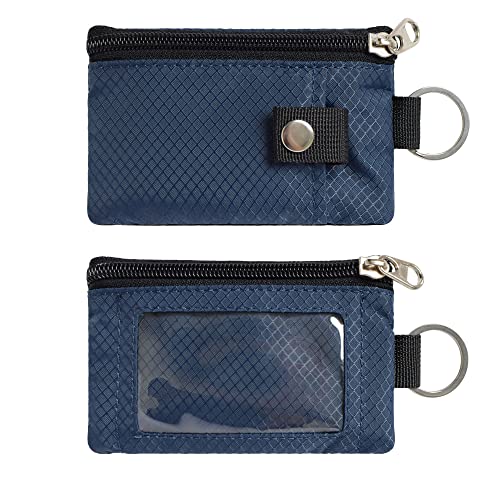 Image of CHENSPRX Minimalist RFID Blocking Small Wallet with ID Window,WaterResistant Zip Id Case Wallet with Lanyard Keychain for Cards,Cash,Travel,Women,Men