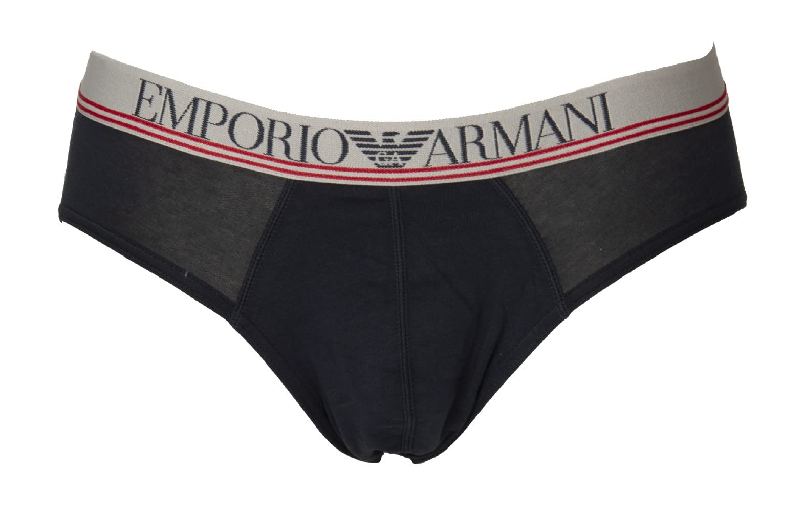 Emporio Armani Figi męskie Opakowanie 3 sztuk Elastyczne Majtki Bielizna Bawełna Stretch Artykuł 111734 2F723 Brief, 17236 Marine / Ciliegia / Bianco, S