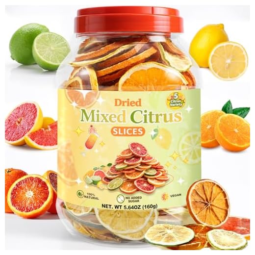 80+ Mixed Dried Citrus Slices – 5 Varieties Dehydrated Citrus With Orange, Lemon, Lime, Grapefruit & Blood Orange Slices – Natural Dried Fruit for Cocktail Garnish, Tea, Baking & Drink Decoration – 5.64 oz (160g)