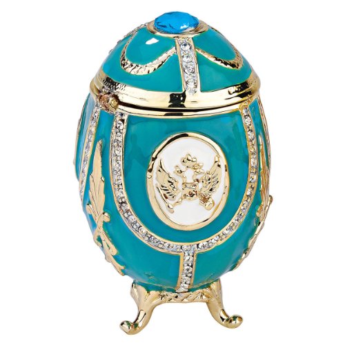 russian imperial style - Design Toscano Russian Imperial Eagle Collection Romanov Style Enameled Egg: Teal Green, Blue