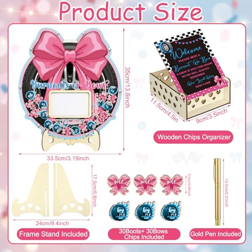 Image of Wenqik 63 Pcs Burnouts or Bows Baby Shower Guest Book Alternatives Set Baby Shower Decorations with Photo Frame Sonogram Frame Keepsake 60 Wood Slices Guest Book for Birthday