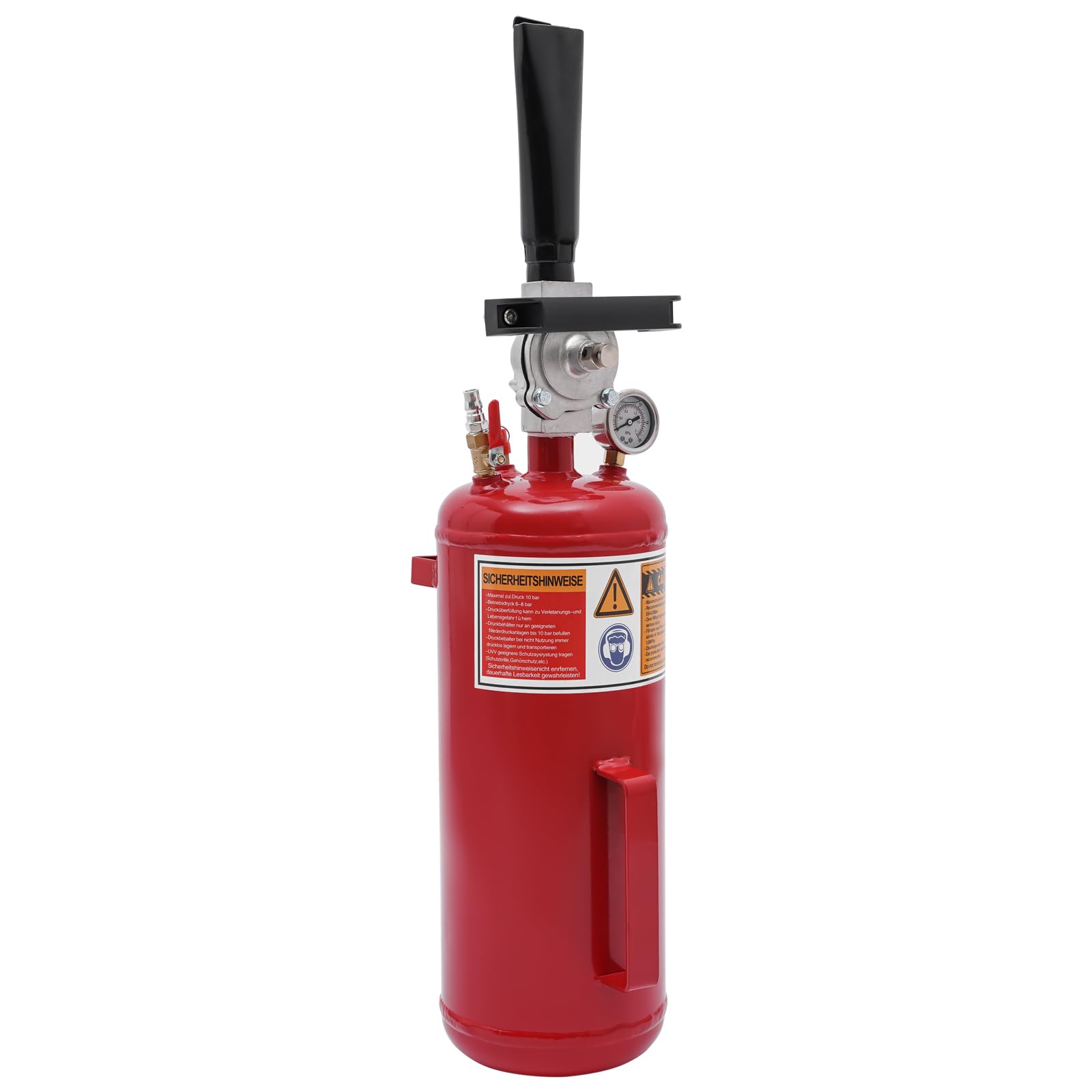 Profesjonalny ciśnieniomierz do opon 8 l, Airbooster, 145 psi, do samochodów ciężarowych, samochodów osobowych, czerwony