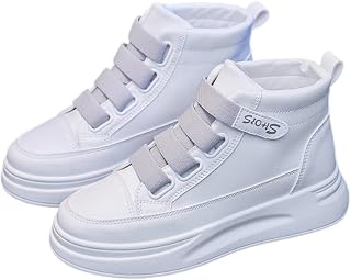 Women's Fashionable Casual Student high-top Sports Shoes - PU Breathable Upper, Soft and Lightweight, Anti-Slip and Durable Sole