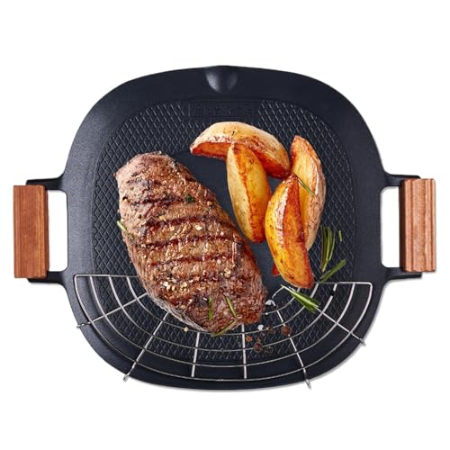 Sartén - Sartén para parrilla coreana - Sartén para barbacoa coreana Teppanyaki de cocina de aluminio ligero, parrilla antiadherente de piedra para uso doméstico, fiesta,