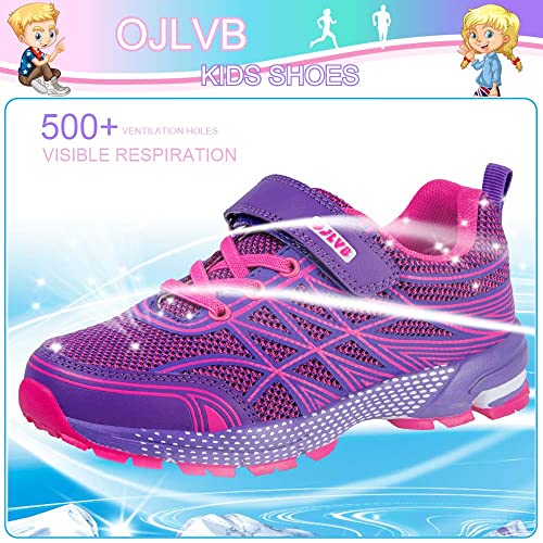 Ojlvb Girls Sneakers, Kids Tennis Running Shoes, Athletic Walking Gym Trail Shoe Purple 3 thumb #2