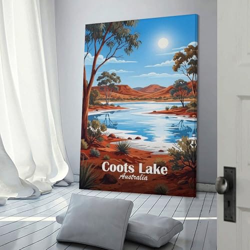 Toile Coots Lake Australia grand format 60x90cm sinyumoney pour deco de bureau et maison