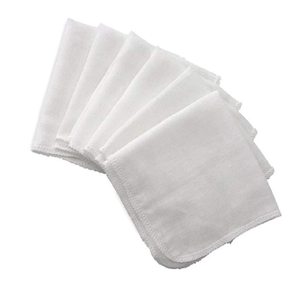 Arka Home Products 100% Cotton Muslin Face Towels (Pack of 12 - Size - 12x12 inches Each) Colour - White