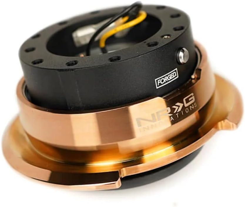 NRG Innovations NRG-SRK-280BK-CRG GEN 2.8 Steering Wheel Quick Release Kit Adapter, 6-Hole & 6x70 and 6x74mm Bolt Patterns Black/Chrome Rose Gold Ring