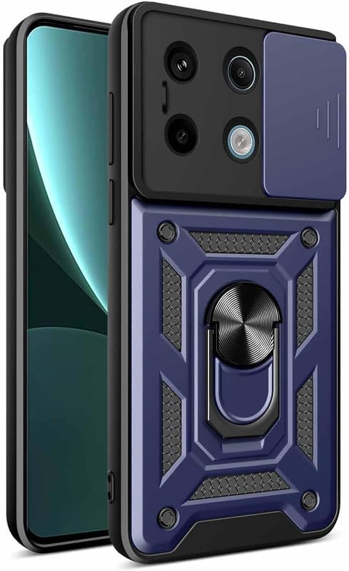 SmartPoint Shutter Ring Case for Poco X6 5G, Military Grade Protection Phone Case with Slide Camera Cover/Rotation 360 Ring Stand Hard Case for Poco X6 5G - Blue (B0CW9VPXVX) Amazon Price History, Amazon Price Tracker