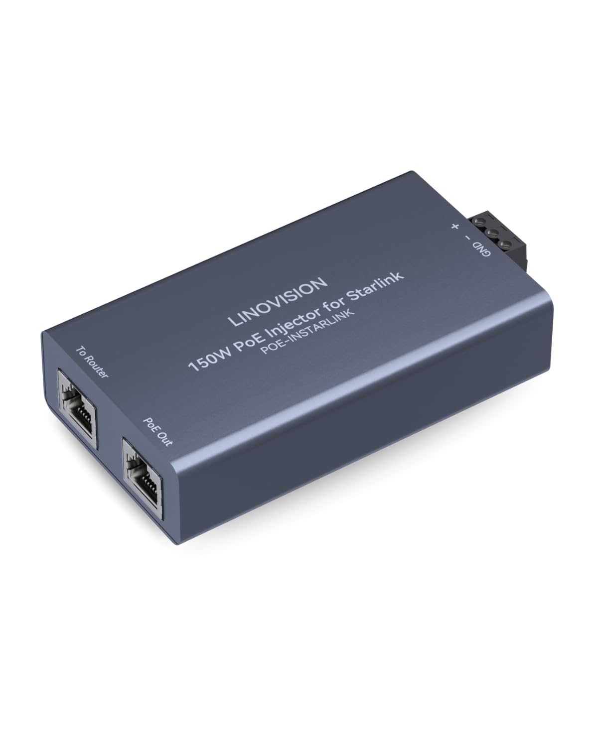 LINOVISION Injecteur PoE Haute Puissance 150W Full Gigabit pour Starlink avec Entrée 48-57V / 3A 10/100/1000M