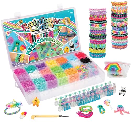 Rainbow Loom Mega Combo Loom Band Kit | Rubber Band Bracelet Kit With Clips, Gift Bags, And Elastic Bands Childrens Jewellery Making Kits Make Great G