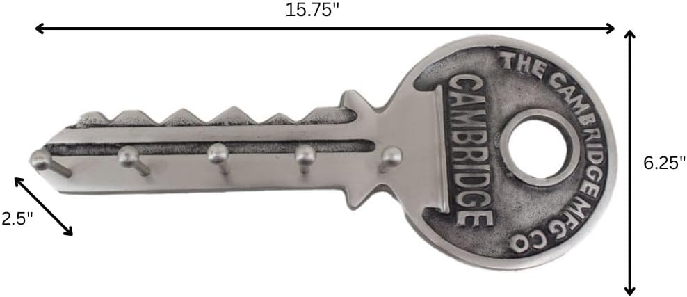 Modern Day Accents 3757 Llave Deco Wall Key Holder, Vintage Design with 5 Hooks, Key Organizer for Entryway, Kitchen, or Office – Farmhouse Wall Decor, 15.75" L