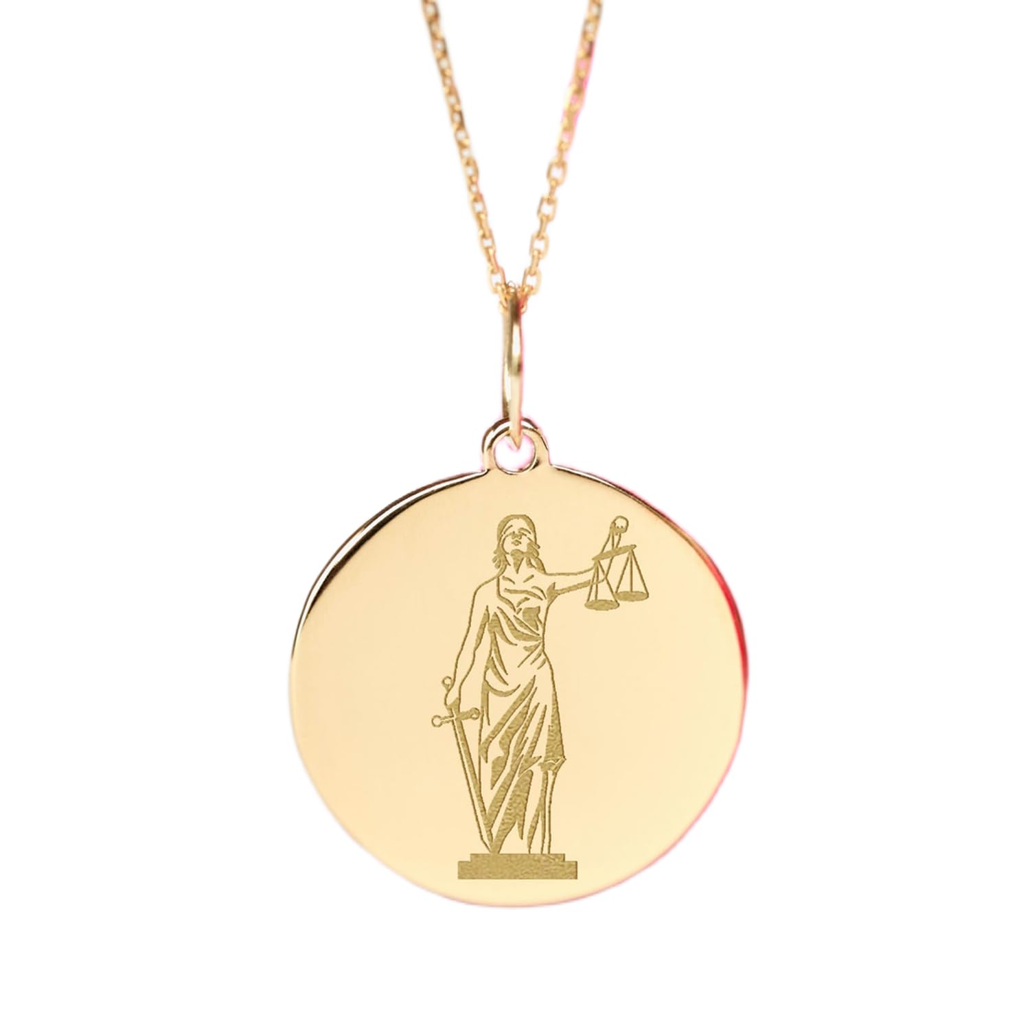 LKBEADS Collana in argento sterling 925 da 22-24 mm | catena da 18 pollici | giustizia | per laureati in giurisprudenza | gioielli placcati in oro | L_02285