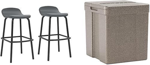 Miniatura 10 de Suncast Taburetes de bar de resina modernos para exteriores con reposapiés, juego de 2 sillas de barra resistentes a la intemperie para barra de