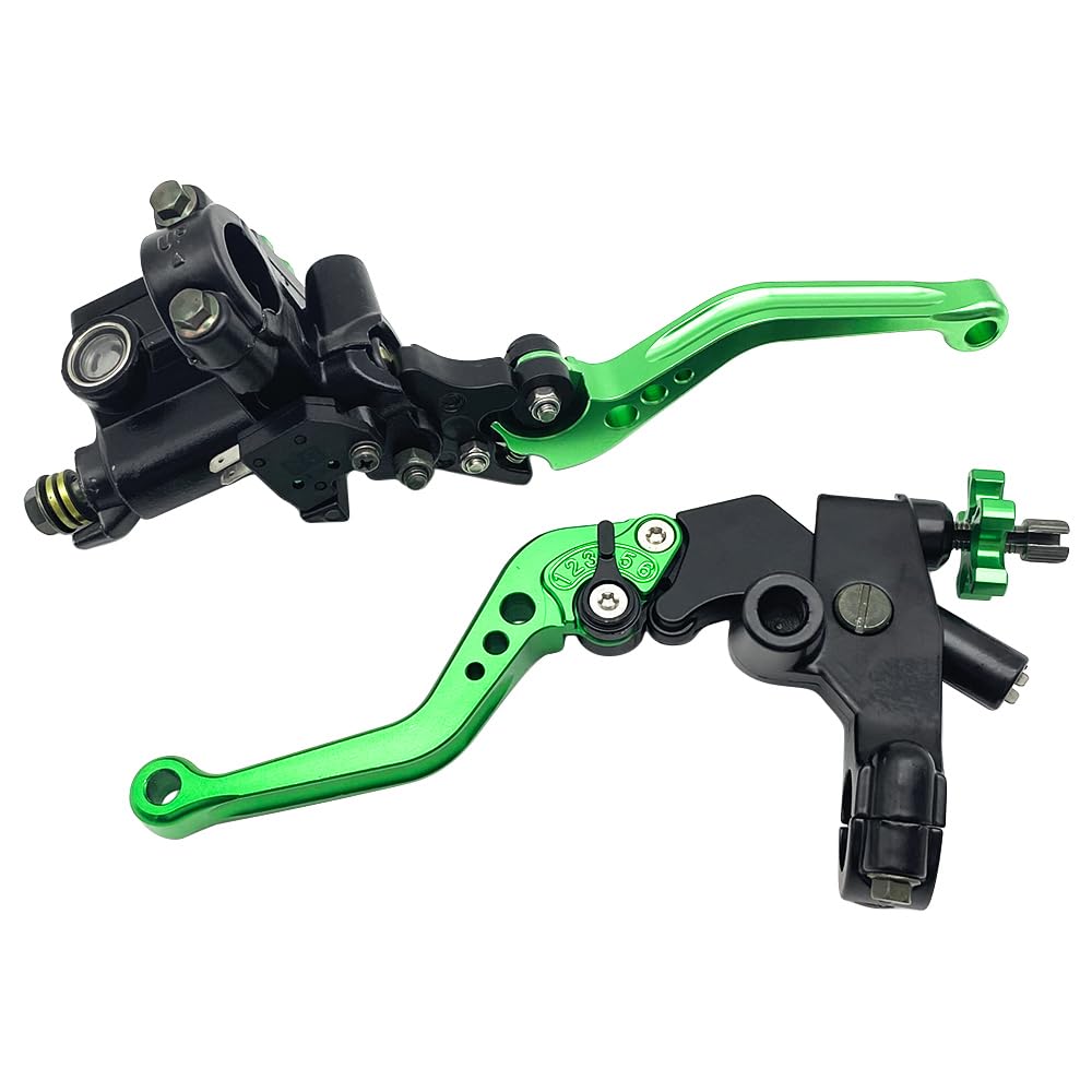 Universal Lenker Hauptbremszylinder Kupplungshebel Set 7/8 Zoll 22 mm kompatibel mit Polaris Yamaha Suzuki Honda Kawasaki Motorrad Grün