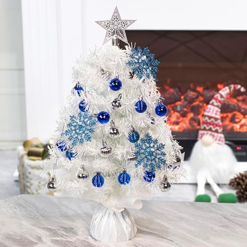 Mini Christmas Tree, Small White Christmas Tree with Lights — free download
