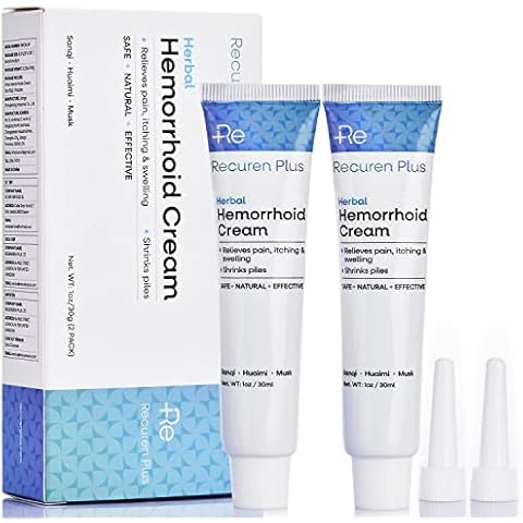 Hemorrhoids Treatment, Natural Hemorrhoids Cream, Piles Treatment, Soothes Burning, Itching and Discomfort, Shrinks Piles, 6 Nozzles, 1 oz x 2 Pack Cover