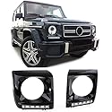 Scheinwerfer Abdeckungen Schwarz Glanz mit LED Tagfahrlicht für Mercedes G W463