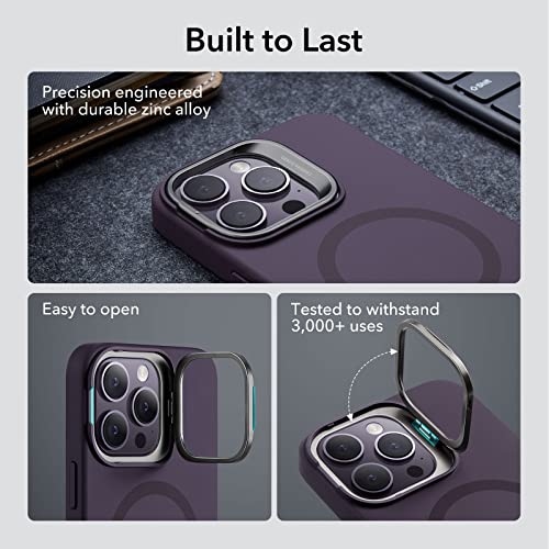 Image of ESR Silicone Case for iPhone 14 Pro Max, Built-in Camera Stash Stand Compatible with MagSafe, Military-Grade Drop Protection Magnetic Phone Case for iPhone 14 Pro Max, Cloud Series,Purple
