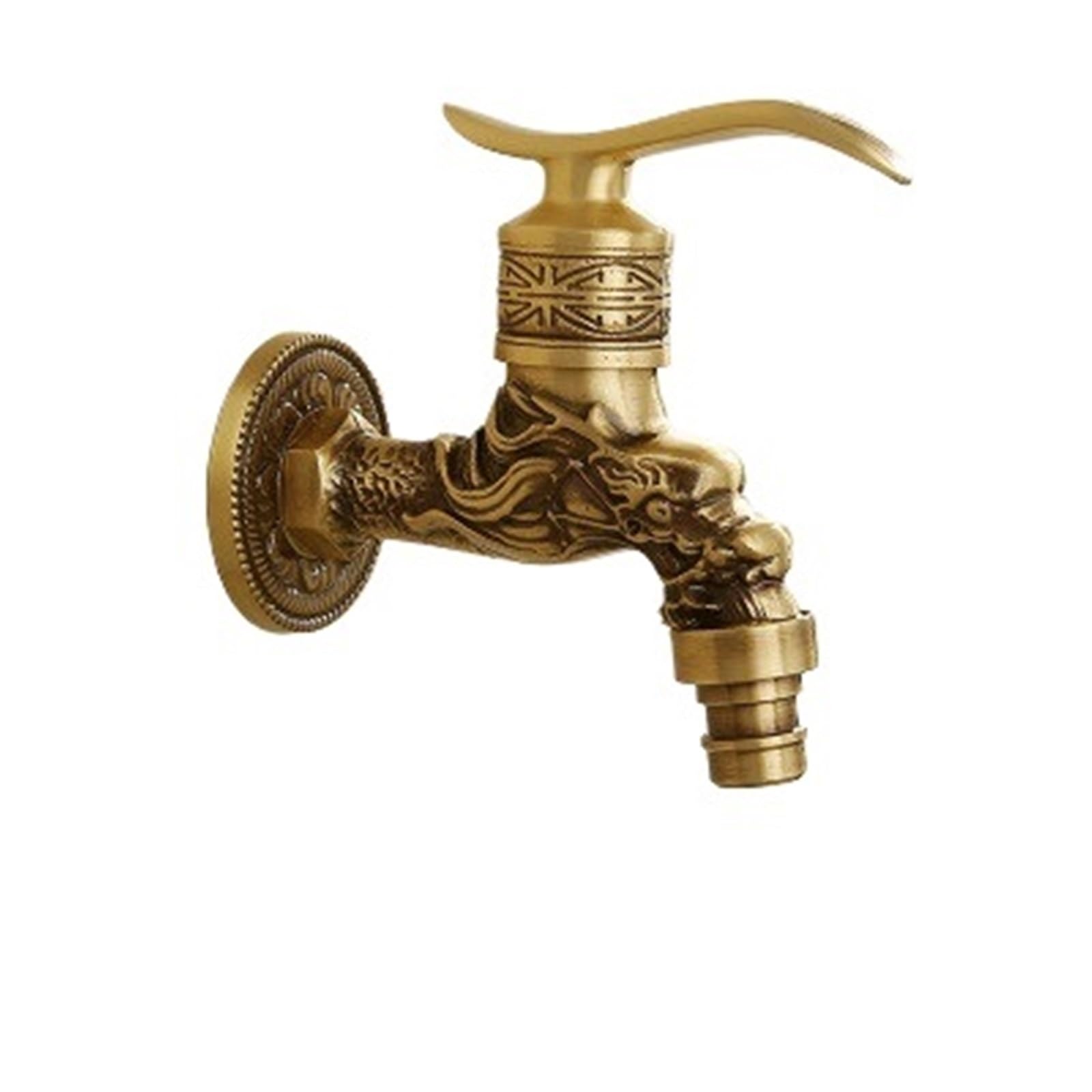 Outside Tap Brass Tap Faucet Garden Bibcocks Carved Washing Machine Outdoor Single Cold(Style A Short)