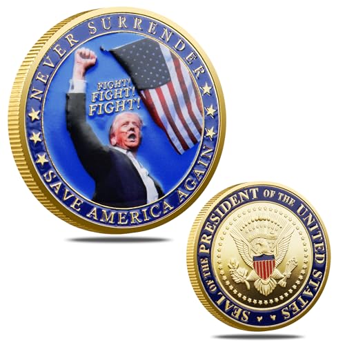 Trump 2025 Coin – 47th Presidential Challenge Coin, Commemorative Collectible with United States Eagle, Trump Fighting for America Collectible Gift for Trump Supporters (C)