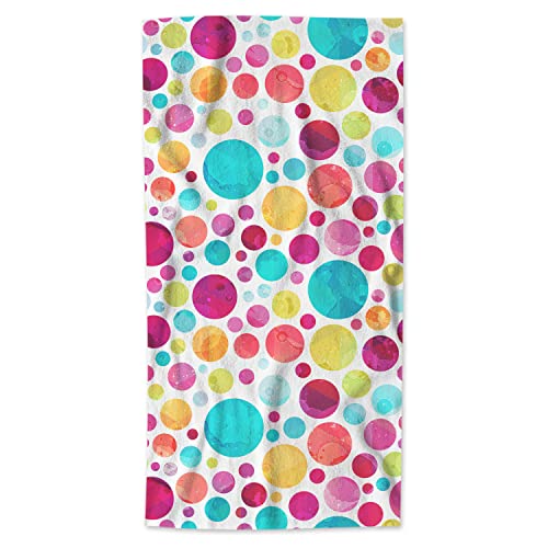 Aoyego Circle Hand Towel Retro Art Colorful Circles Lollipop Candy Doodle Polka Dot Decorative Soft Highly Absorbent Bath Towels Home Hotel Spa Bathroom Towel 15X30 Inch #TOP27