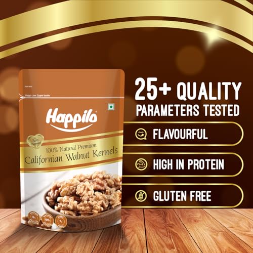 Image of Happilo Pure Californian Raw Walnut Kernels 200g (Pack of 2) | Akhrot Giri | Dry Fruits, Healthy Snacks | Walnuts without Shell | Natural Walnut Kernels | Rich in Protein, Iron & Antioxidants