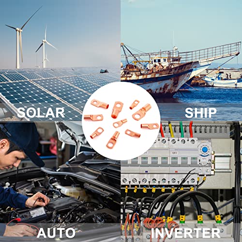 150Pcs Battery Cable Ends Awg 2 4 6 8 10 Gauge Wire Connectors,Copper Ring Terminals With Heat Shrink Set,74 Pcs Battery Terminal Connectors Cable Lugs Ring With 76Pcs Heat Shrink Tubing Kit #TOP6