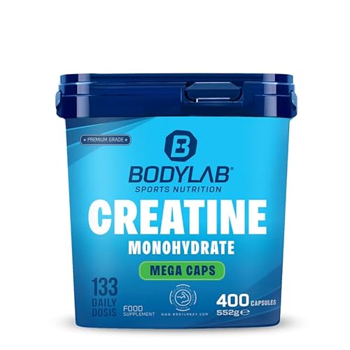 Bodylab24 Creatine Monohydrate Mega Caps 400 Kapseln, mit 3600mg Kreatinmonohydrat in jeder Tagesdosierung, reines Pulver, hochdosiertes Kreatin für mehr Energie und Kraft