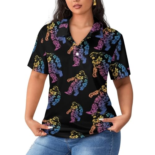 Polo de tenis para mujer con estampado de flores hawaianas Bigfoot para verano en la cancha