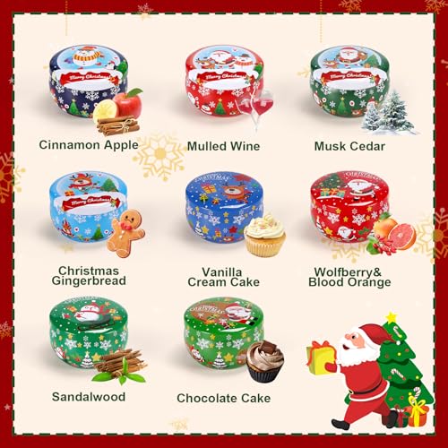 Weihnachten Duftkerzen Geschenkset für Frauen, 8 Stück Natürliches Sojawachs Duftkerzen Set, Kerzen Geschenke für Frauen, Geschenkideen für Geburtstag, Weihnachten, Stressabbau, Yoga (A)