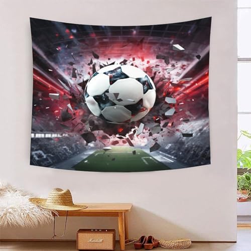 Tapisserie football 3D 180x230cm grand format décoration murale en tissu