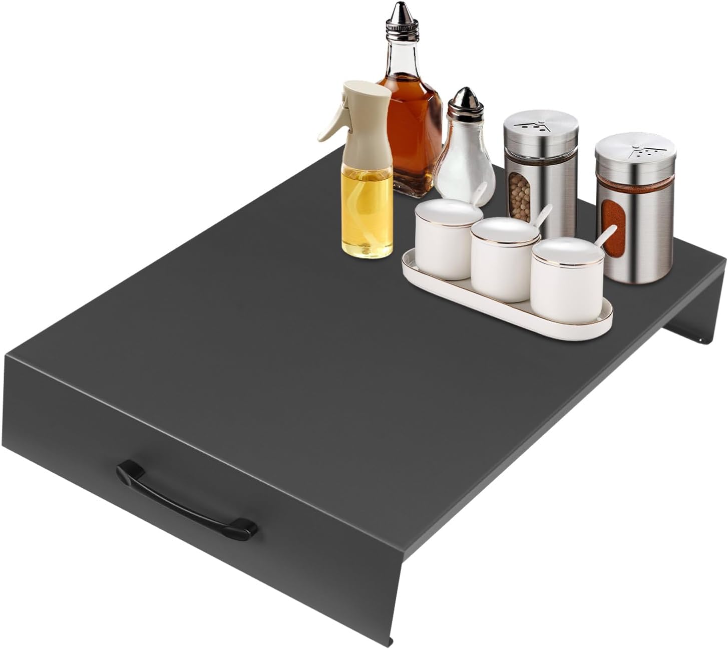 Noodle Board Stove Cover, Stainless Steel Stove Top Cover with a Handle, Range Burner Cover for Gas/Electric Stove, Kitchen Sink Cover for Counter Space & Decorative Tray (Grey)