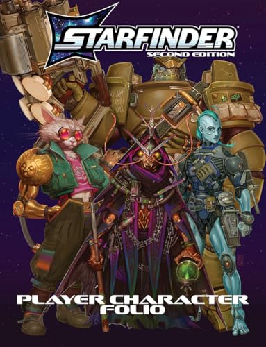 Starfinder Player Character Folio - 16-Page Character Record Sheet with Reference Charts for Sci-Fi Tabletop RPG