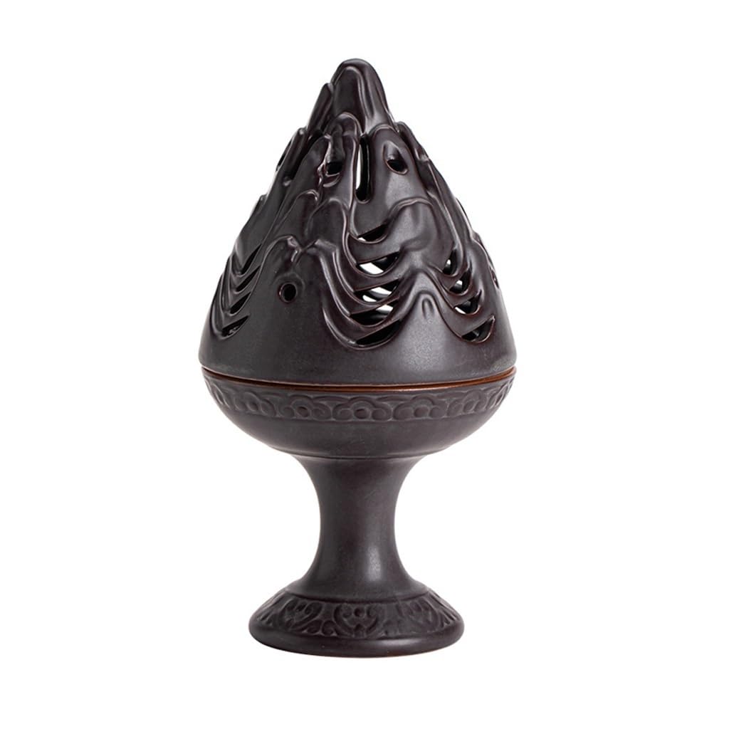 Incense Holder Base Incense Burner, Hand Made Ceramic Cone, Porcelain Censer Suitable for Coil/Tower, for Home Office Yoga Meditation