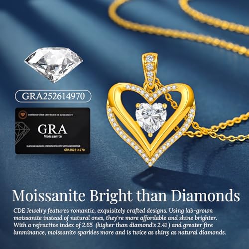 Moissanite Infinity Love Heart Pendant Necklaces for Women, 1-3 Carat 925 Sterling Silver 18K Gold Plated Engraved with"I LOVE YOU', Anniversary Birthday Present Jewelry Gift for Women Wife Girlfriend Her3