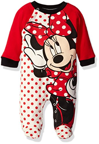Disney Baby Girls' Minnie Interlock Coverall, Red, 6/9 Months