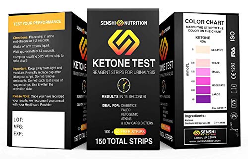 Keto Strips - Senshi Ketone Strips - Keto Test Strips - Quick & Easy Ketone Testing Strips, Read Fat Burning Ketone Level with Ease During Keto, Low-Carb and Paleo Diets (150 Strips)