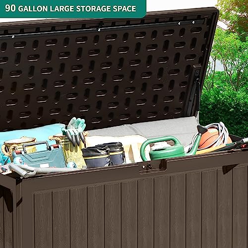 image for YITAHOME 90 Gallon Double-Wall Deck Box with Side Handles, Outdoor Lar