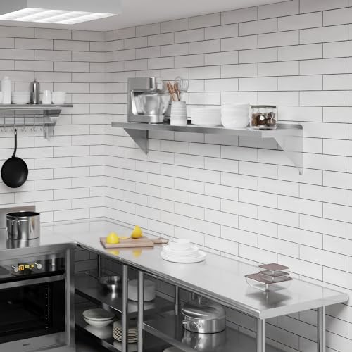 Image of AmGood 12 inch x 60 inch Stainless Steel Wall Shelf | Appliance & Equipment Metal Shelving | Kitchen, Restaurant, Garage, Laundry, Utility Room | Heavy Duty | Squared Edge | NSF Certified