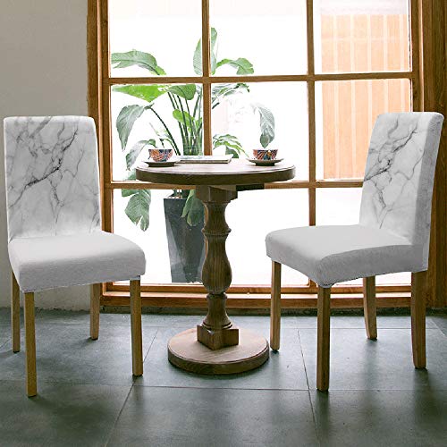 Marble Dining Room Chair Covers Set Of 4 Abstract Ink Paint Light Gray Texture Stretch Chair Slipcovers Removable Washable Hazy Art Chair Protector Covers For Kitchen/Hotel/Wedding/Ceremony #TOP2