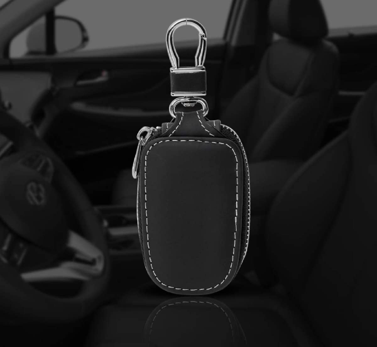 Contacts PU Leather Car Remote Key Case | Smart Protection Key Holder for Car Key | Key Chain Bag | Auto Remote Keyring Wallet (Black & Brown, Pack of 2)……… 4