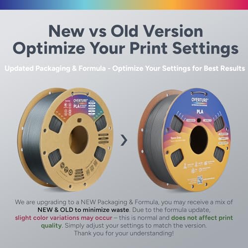 Image of OVERTURE 2KG Bundle High Speed PLA Filament 1.75mm, Neatly Wound 3D Printer Filament 2 Pack 1kg Spool (2.2lbs) Rapid PLA, Fit Most FDM 3D Printers (Space Grey 2-Pack)