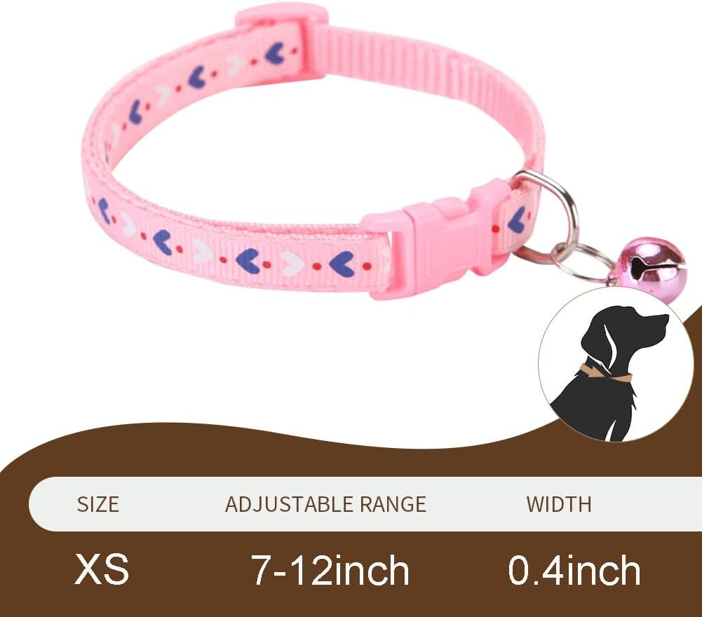 Black Small Dog Collar with Bell 2-Pack Boy Cat Puppy Collar with Bells image 5