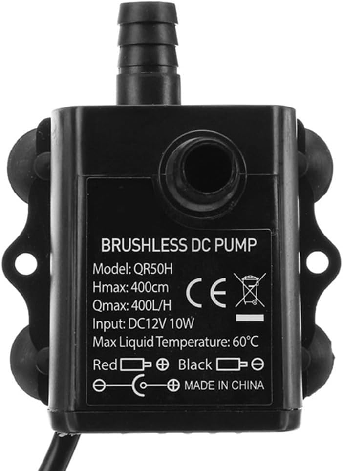 Brushless Submersible Water 400L/H 10W for Aquarium Pond Fish Tank, DC12V Quiet Under 35dB with Pure Copper Coil and Detachable Filter,