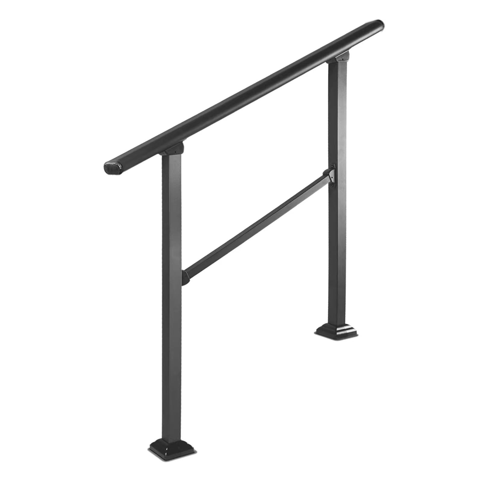 Main courante en métal noir marches extérieures avec kit d'installation pour terrasse